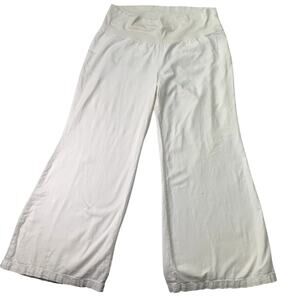 Old Navy Womens XXL White Fold Over Waist Linen Blend White 2X Wide Leg Pants